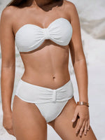 Costume Da Bagno Monocromatico Con Testo A Rilievo Per Donne In Vacanza Al Mare