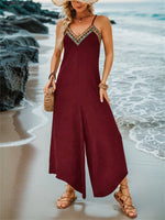 Tuta Con Salopette Geometrica Ricamata Con Spalline Per Le Vacanze