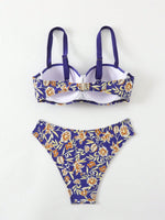 Costume Da Bagno Due Pezzi Con Stampa Floreale Da Donna