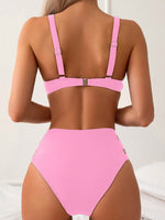 Set Bikini Estivo Da Donna In Tinta Unita Scavato Sulla Spiaggia Per Le Vacanze E Il Nuoto