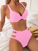 Set Bikini Estivo Da Donna In Tinta Unita Scavato Sulla Spiaggia Per Le Vacanze E Il Nuoto