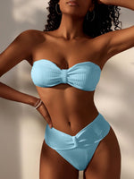 Costume Da Bagno Monocromatico Con Testo A Rilievo Per Donne In Vacanza Al Mare