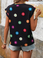 Maglietta estiva casual e semplice con collo a giro e motivo a cuore per donne, Love Love Love