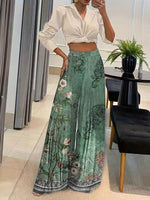 Eleganti Pantaloni Larghi Stampati Con Geometrie In Vestibilitˆ Ampia, Pantaloni Alla Moda