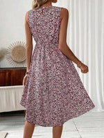 Abito Senza Maniche Con Stampa Completa Per Donna Senza Cintura Alla Vita