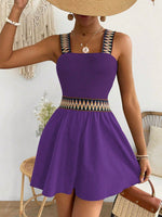 Salopette In Patchwork Geometrico Jacquard Con Fascia Elastica In Vita