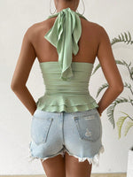 Canotta con bordo a volant plissettato