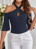 Maglietta slim fit a spalle scoperte per donne adatta per le vacanze