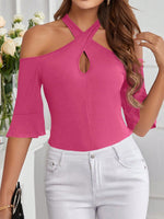 Maglietta slim fit a spalle scoperte per donne adatta per le vacanze