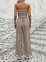 Tuta Jumpsuit A Gambe Larghe Stampata Senza Spalline