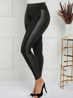 Leggings aderenti con tessuto a patchwork testurizzato e striscia laterale