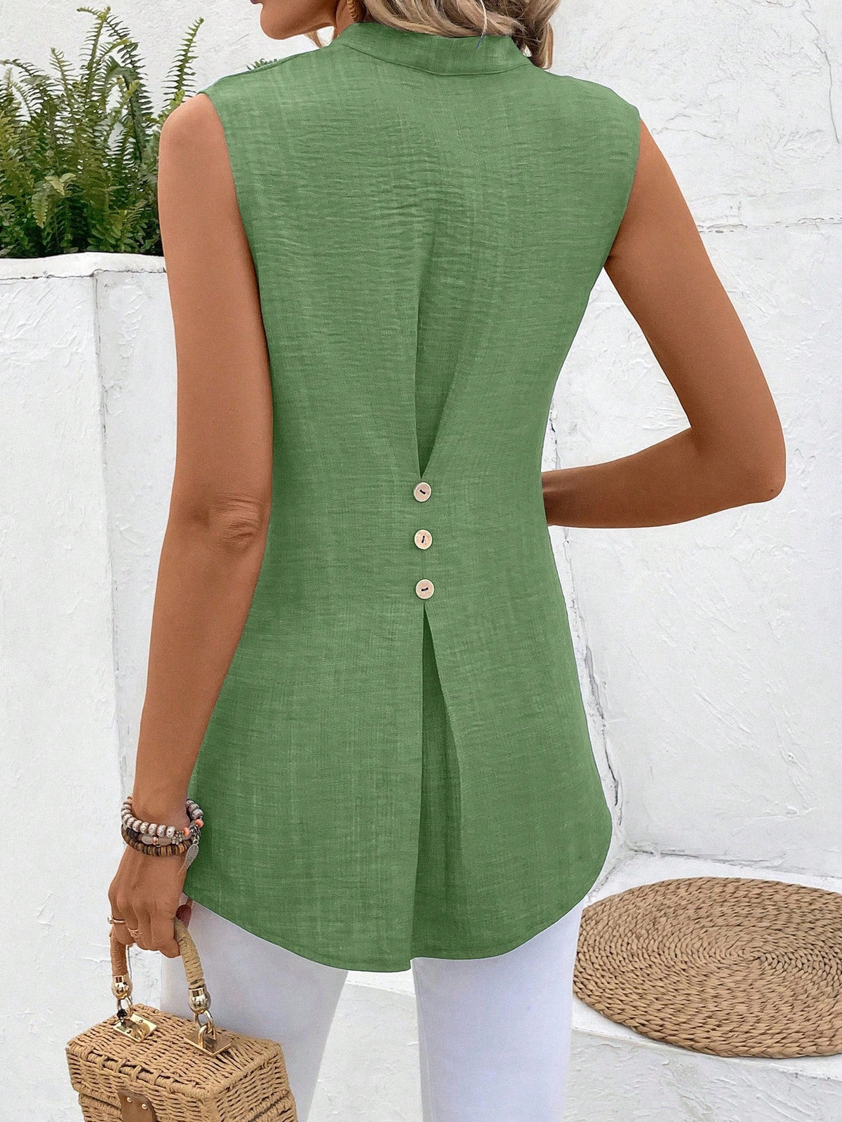 Camicia da donna a tinta unita con collo a incavo per tutti i giorni primavera estate