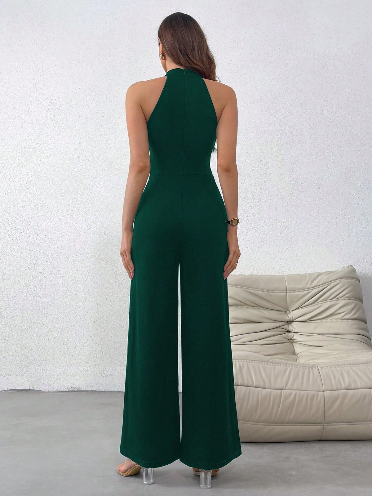 Salopette Senza Maniche A Collo Alto In Maglia Per Donne