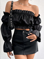 Top con volant di Raso per Donna