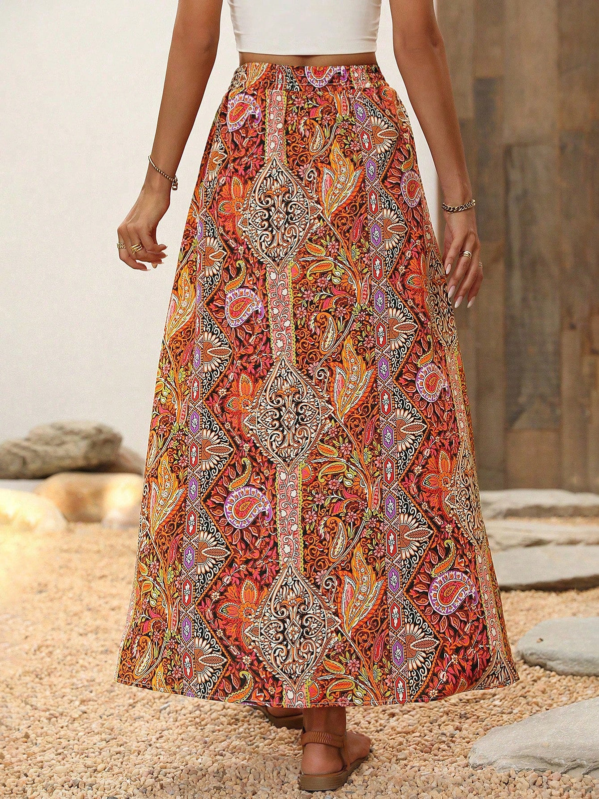 Gonne stampa paisley a fessura alta