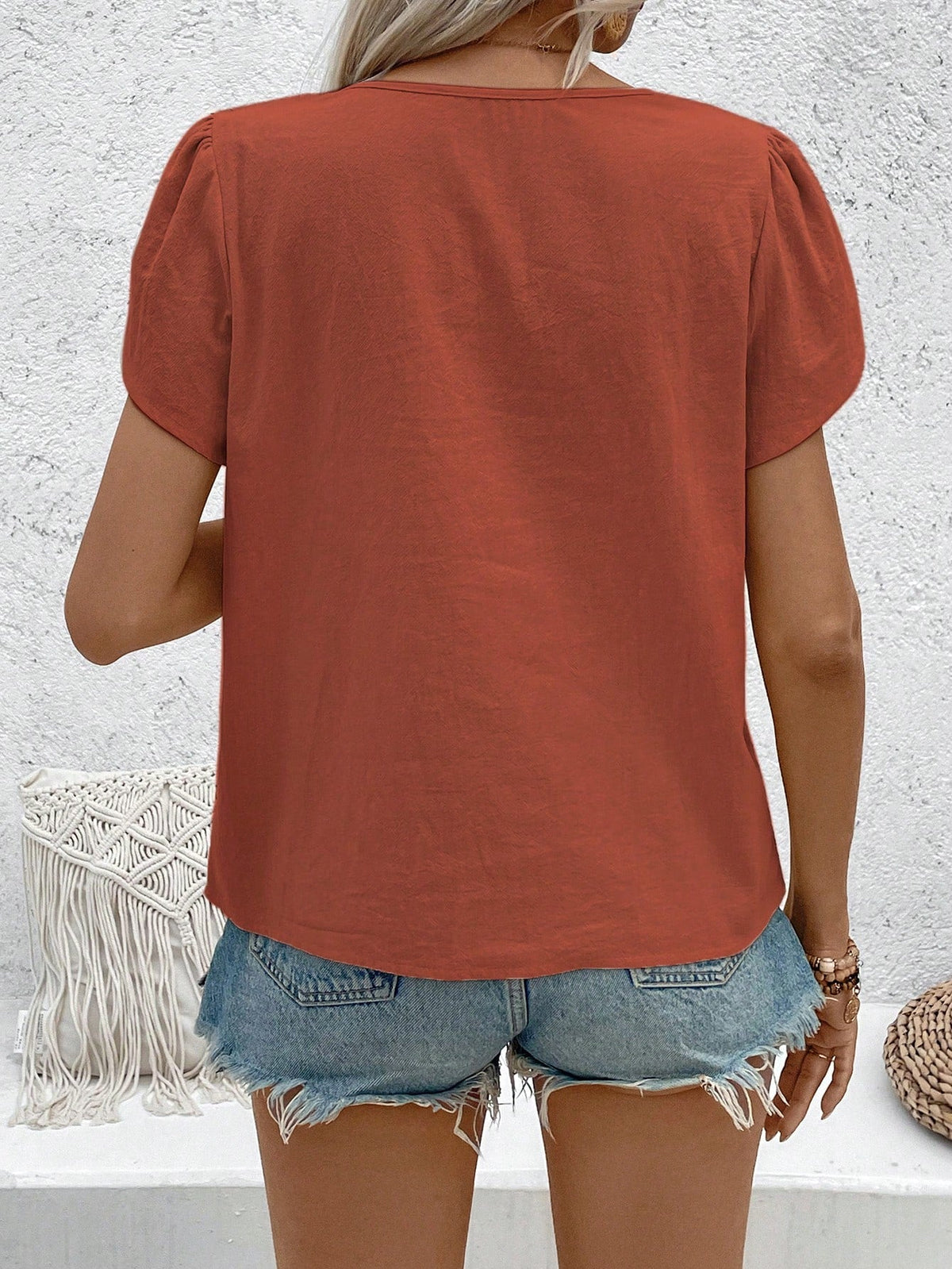 Camicia casual da vacanza a maniche corte con bottone monocolore