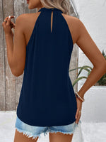 Top corta estivo a collo alto con spalline incrociate e pizzo a prezzo casual per le donne