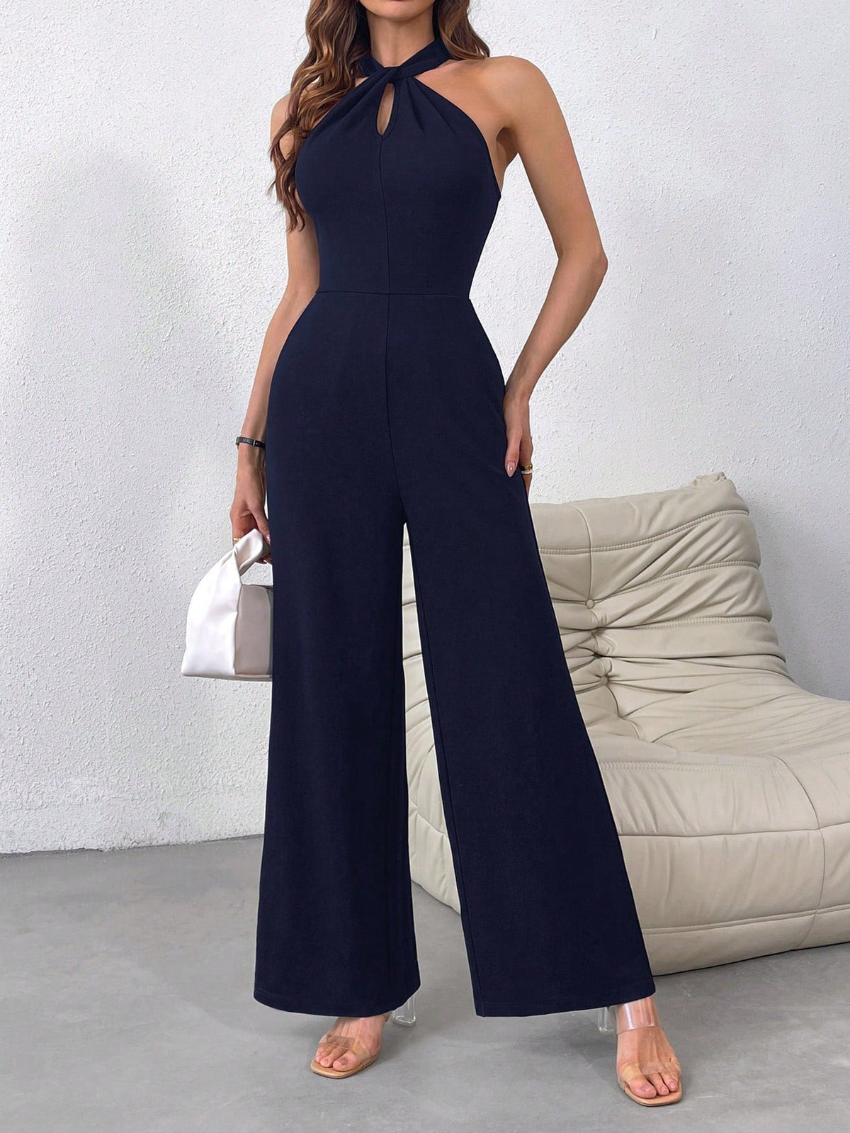 Salopette Senza Maniche A Collo Alto In Maglia Per Donne