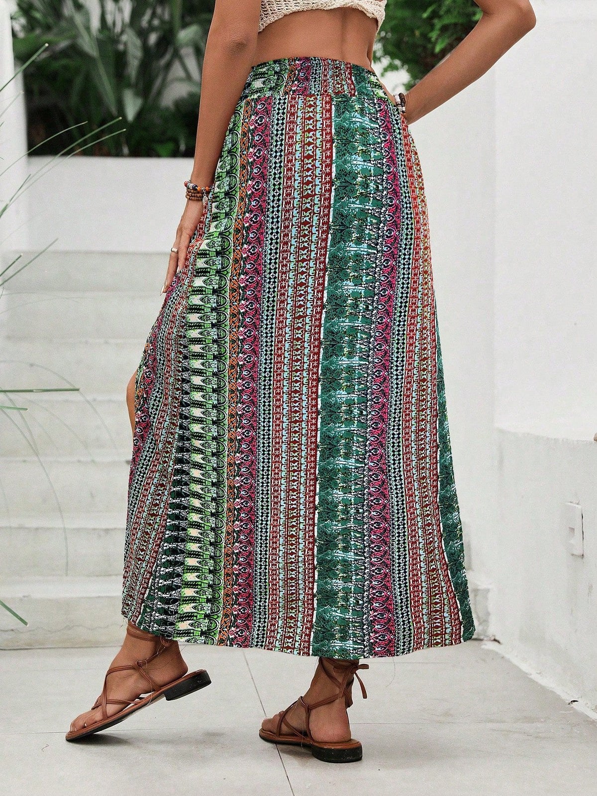 Gonna a spacco laterale alto con stampa