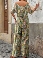 Tuta jumpsuit con spalline sottili, morbida vestibilitˆ, maniche a goccia e stampa all-over