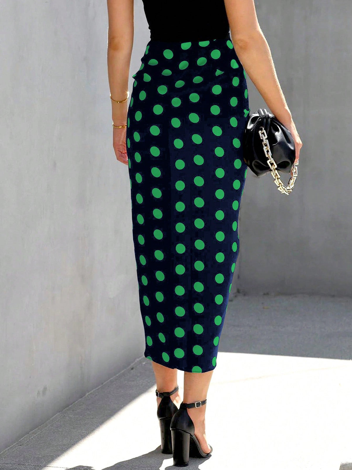 Gonna donna a pois con coulisse e spacco