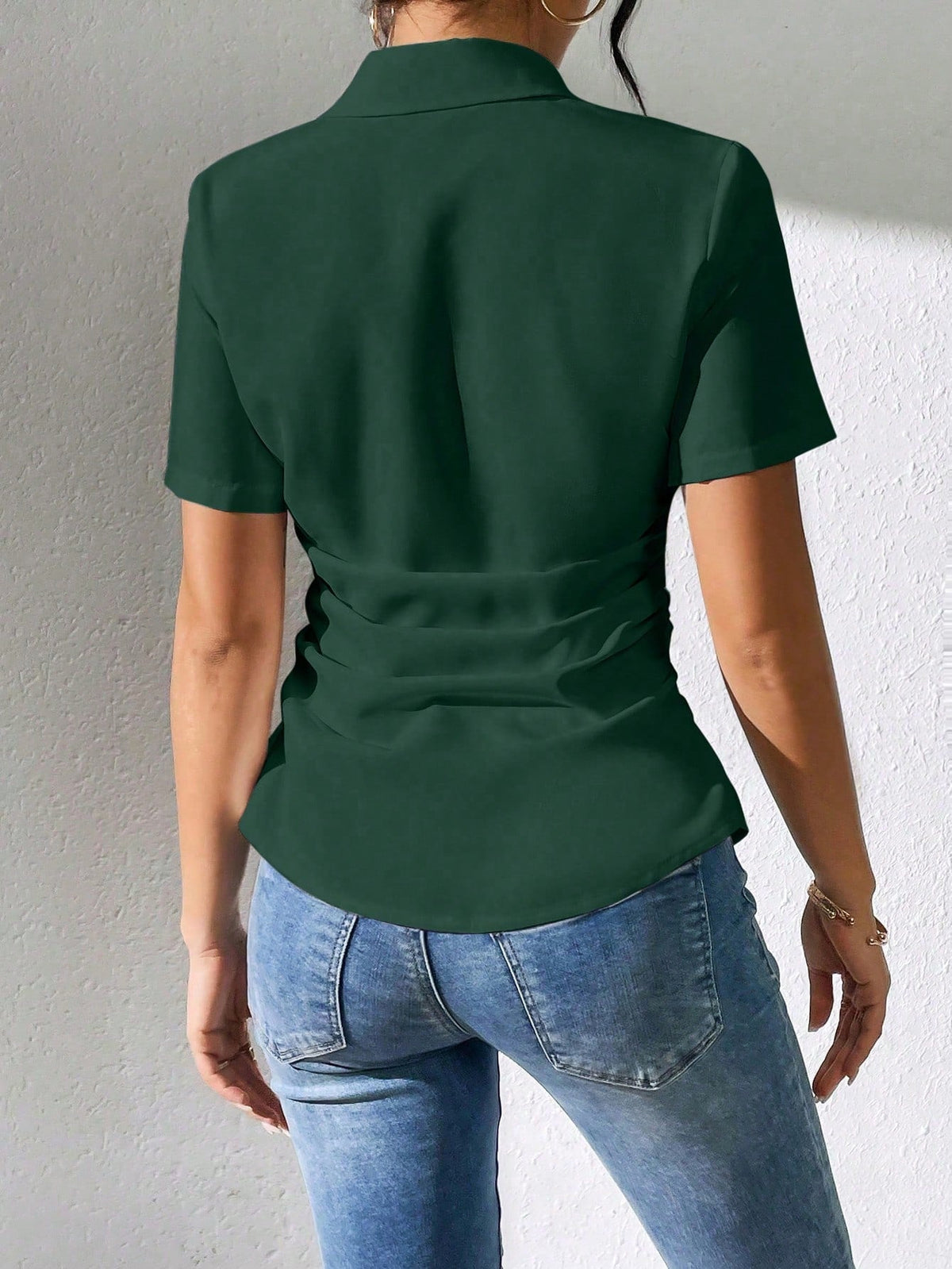 Camicia semplice a maniche corte, quotidiana per donne