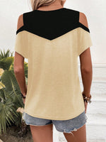 Maglia A Maniche Corte Con Spalle Scoperte E Blocchi Di Colore A Contrasto