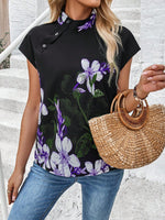 Camicia a maniche corte stampata alla moda da donna, estiva