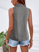 Camicia senza maniche casual da vacanza con colletto e bottoni