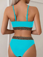 Set bikini sexy Patchwork estivo da spiaggia con cinghie intrecciate per le donne