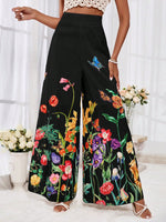 Pantaloni Larghi A Vita Alta Con Stampa Floreale Per Le Vacanze