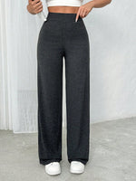 Pantaloni larghi a vita alta comodi grigi per donne