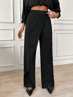 Pantaloni Satin Plissettati Di Qualitˆ Con Dettagli Di Abbottonatura