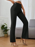 Pantaloni Svasati Casual Comodi In Tinta Unita