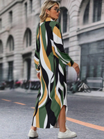 Abito chemisier stampato all over con bottone frontale