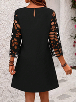 Abito estivo da vacanza con maniche in pizzo e tinta unita da donna