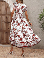 Abiti con stampa floreale scollatura a cuore con manica a sbuffo