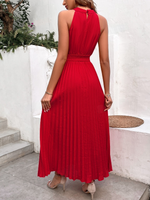 Abito halter orlo plissettato vita arricciata