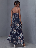 Abito bretelle sottili con stampa floreale e cintura