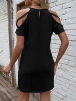 Abito a maglietta con spalle scoperte incrociato