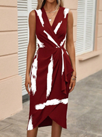 Abiti con stampa pennellate con bordo a volant contorto nodo laterale