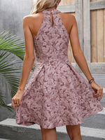 Abiti floreale jacquard con collo halter