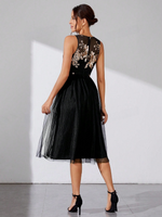 Abito Da Donna Con Giuntura In Rete Con Ricami Floreali E Perline