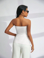 Top Da Festa Alla Moda Monocromatico Senza Spalline Per Donne