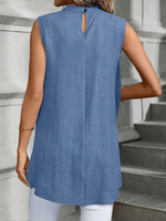 Blusa Da Donna Senza Maniche Con Colletto Alto E Orlo Asimmetrico