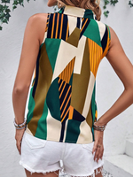 Camicia con stampa geo con bottone frontale senza maniche