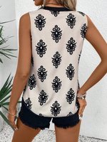 Blusa da donna senza maniche con scollo a V e blocchi di colore