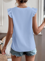 Camicetta con bordo di pizzo manica ad aletta