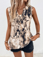 Camicetta senza maniche con stampa grafica scollo dentellato