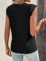 Maglietta pizzo a contrasto con orlo smerlato schiffy